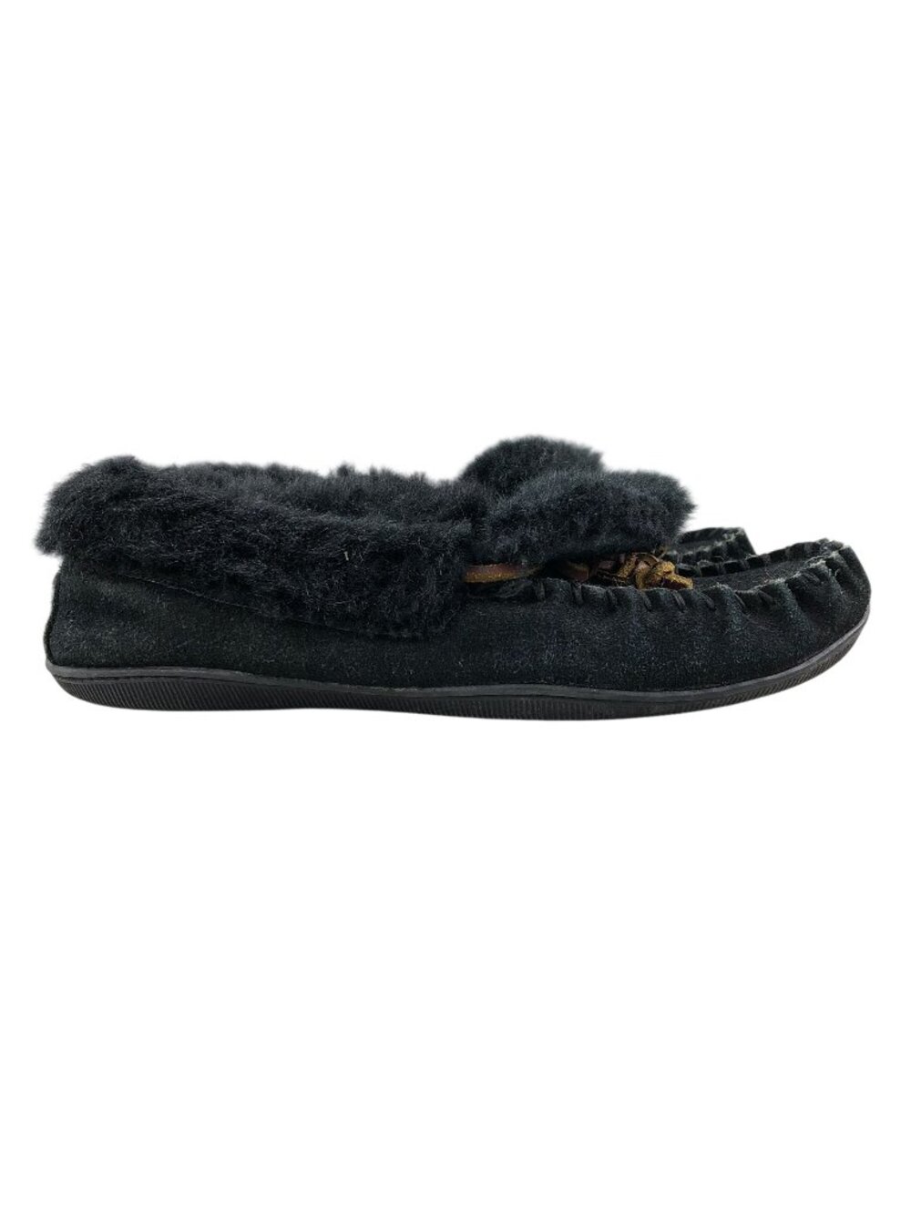 Clarks Women's Size 7 Black Closed Toe Lined Slip On Moccasin Loafers Slippers